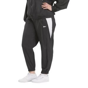 Reebok Wmn Vector Woven Crinkle Jogger Pants Plus Size 2X/18-20W Black White